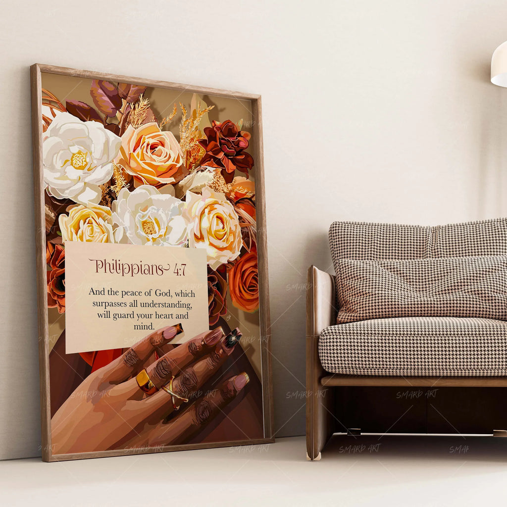 Wall Art Print, Philippians 4:7 for Living Rooms, Bedrooms and Home Offices, 4 Size Options image 5
