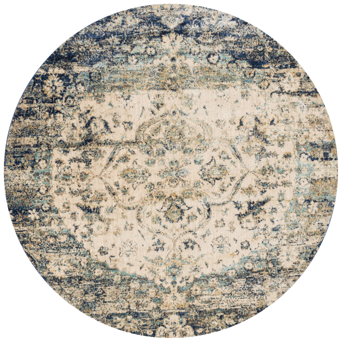 Area Rug, Anastasia AF 06 Blue Ivory for Living Rooms, Bedrooms and Entryways, 2 Size Options image 5