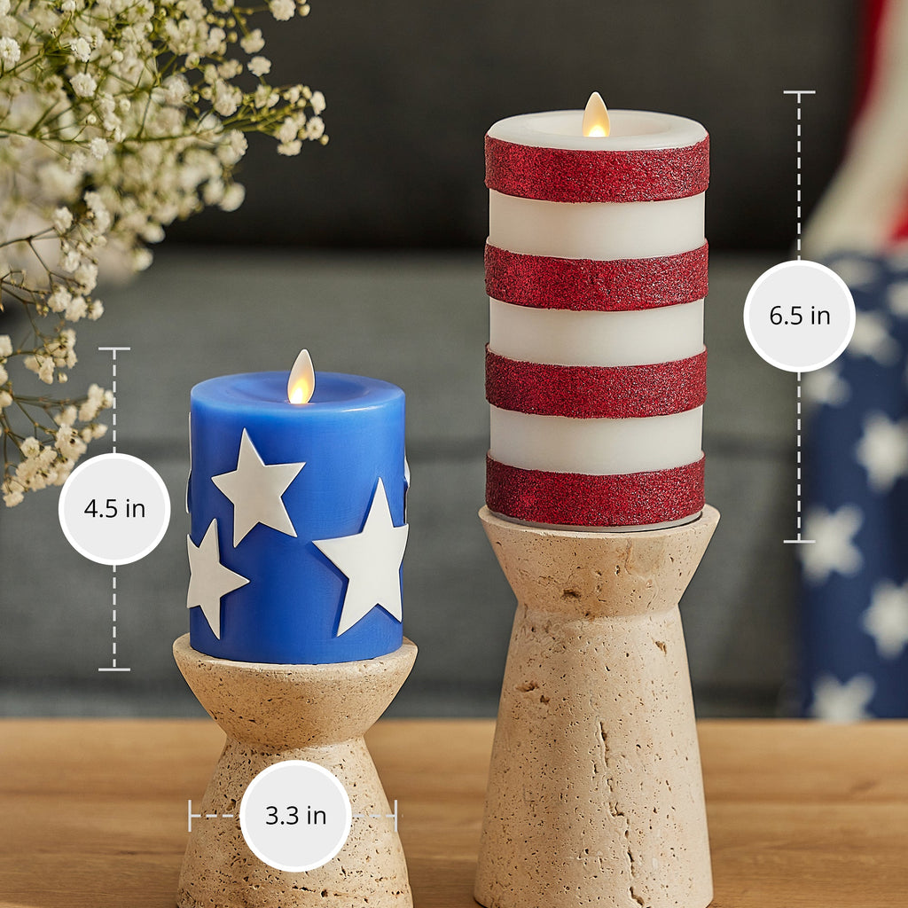 Flameless Candle, Set of 2 Stars & Stripes Pillars for Mantels, Entryways and Holiday Displays image 5