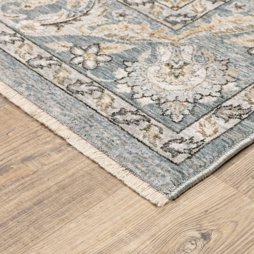 Area Rug, Maharaja 070E1 Blue Ivory for Living Rooms, Bedrooms and Entryways, 10 Size Options image 5