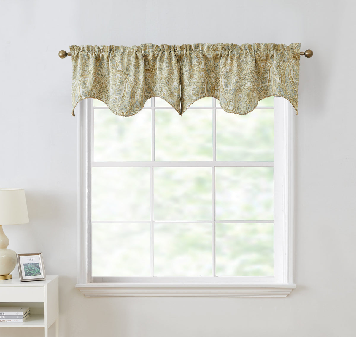 Window Curtain, Paris Paisley Floral Scalloped Valance 50 W x for Bedrooms, Living Rooms and Home Privacy, 7 Color Options image 5