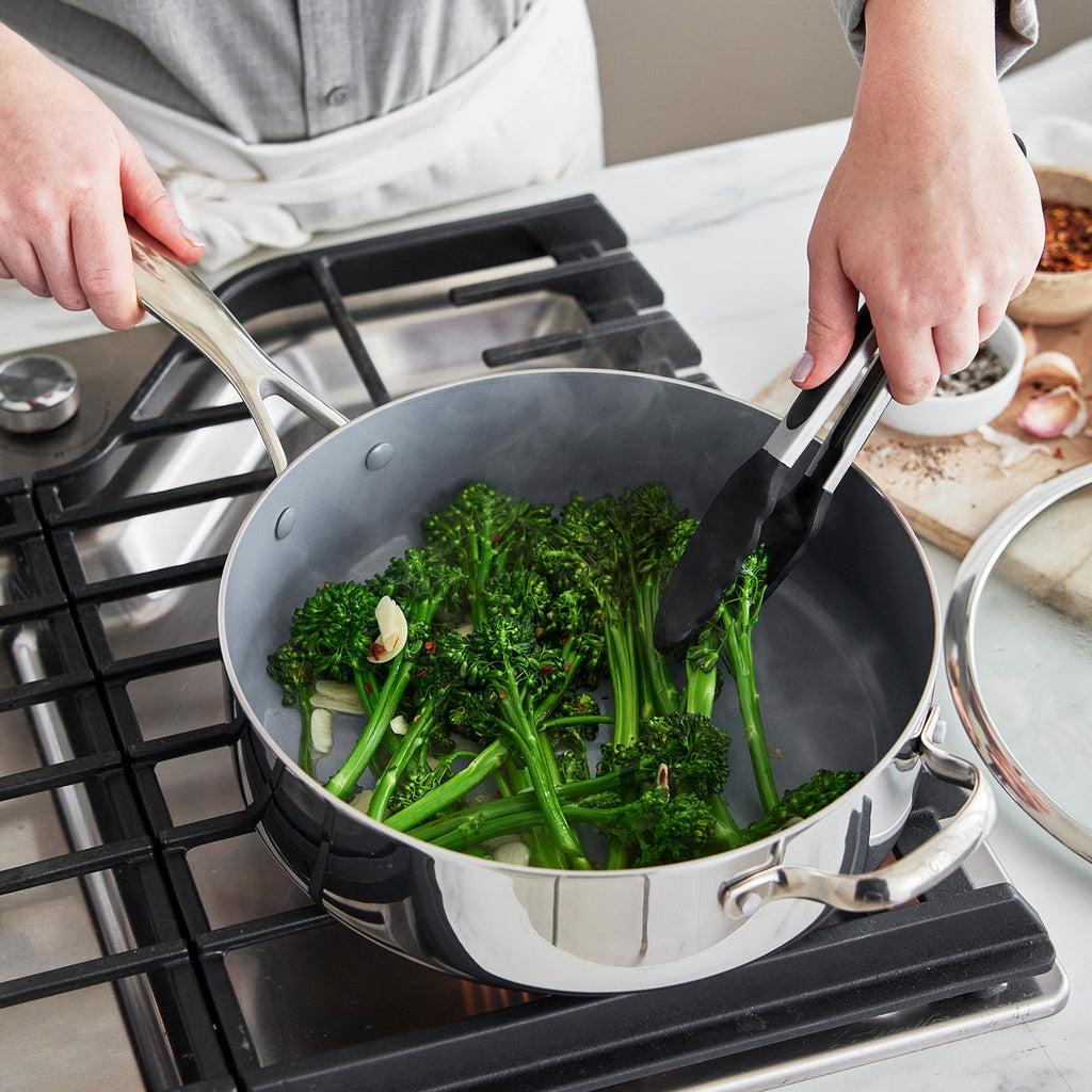 Stainless Steel Sauté Pan, 5 Quart with Lid, Dishwasher-Safe Care for Searing, Stir-Frying and Family Meal Prep image 5