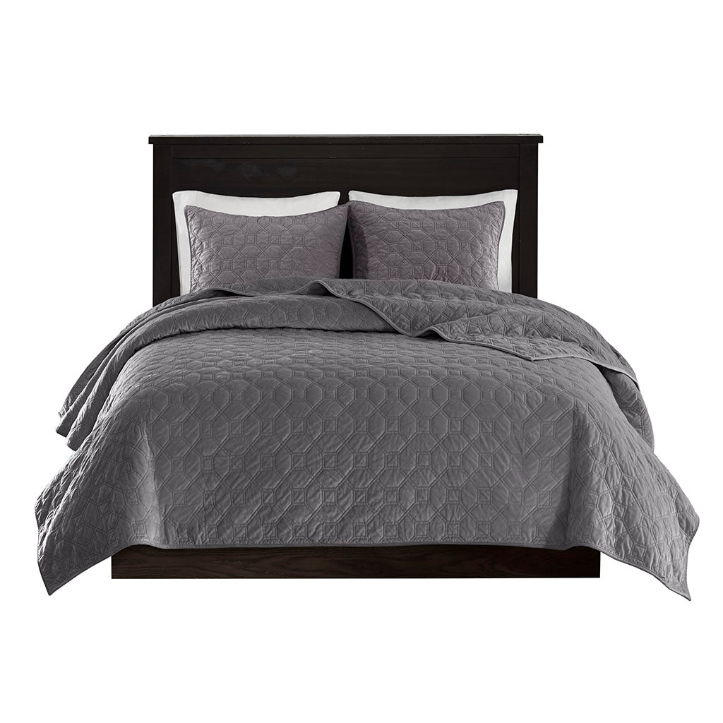 Cozy Throw Blanket, Harper 3 Piece Velvet Quilt Set, Machine-Washable Care for Sofas, Beds and Relaxing at Home, 2 Sizes and 7 Colors image 5
