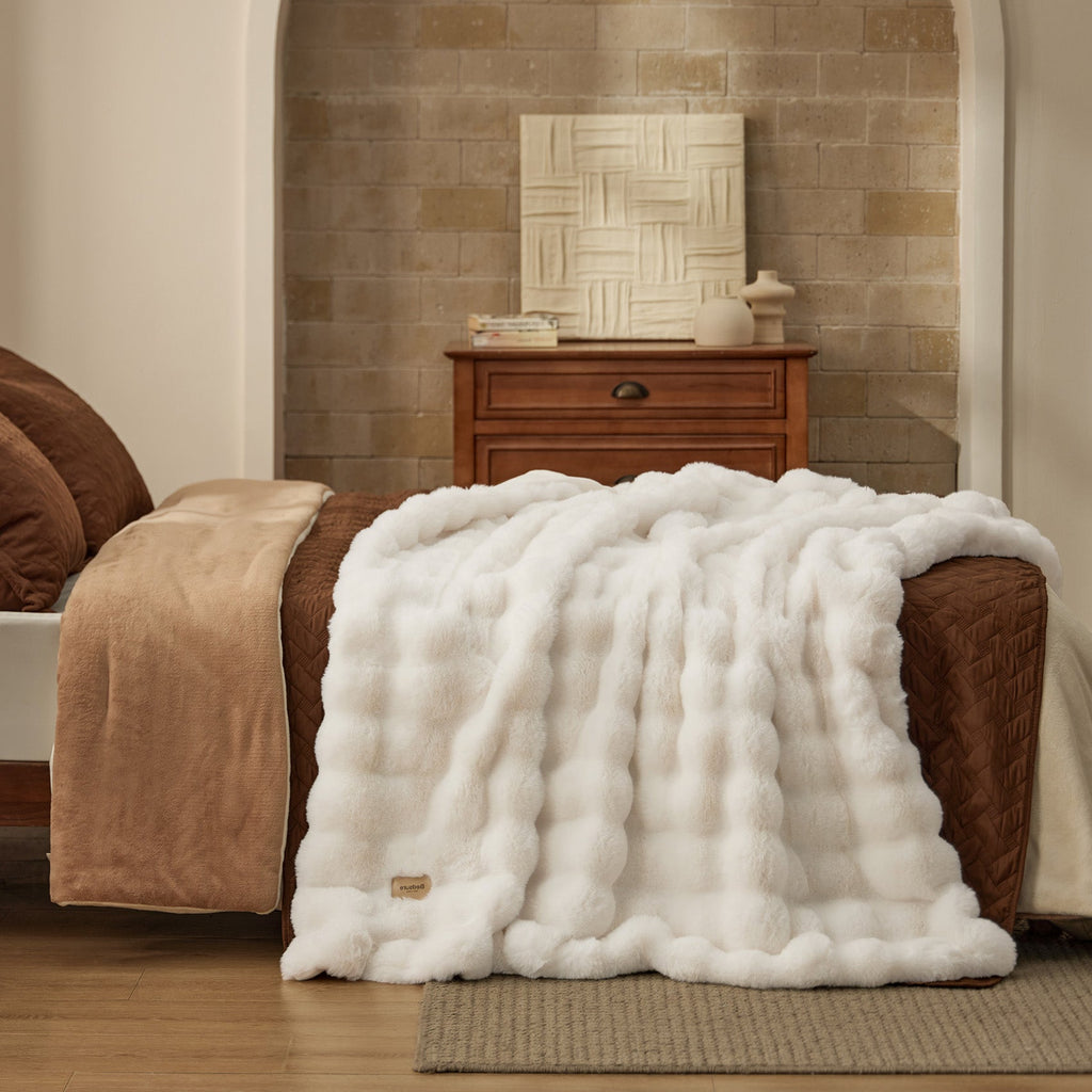 Cozy Throw Blanket, Bubble Faux Fur, Machine-Washable Care for Living Rooms, Bedrooms and Everyday Lounging, 3 Sizes and 11 Colors image 5