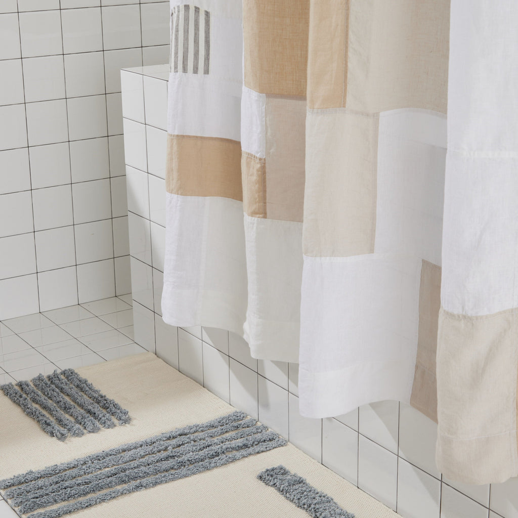 Bathroom Accessory, End Bits Linen Shower Curtain in Sand for Guest Baths and Daily Bathroom Routines image 5