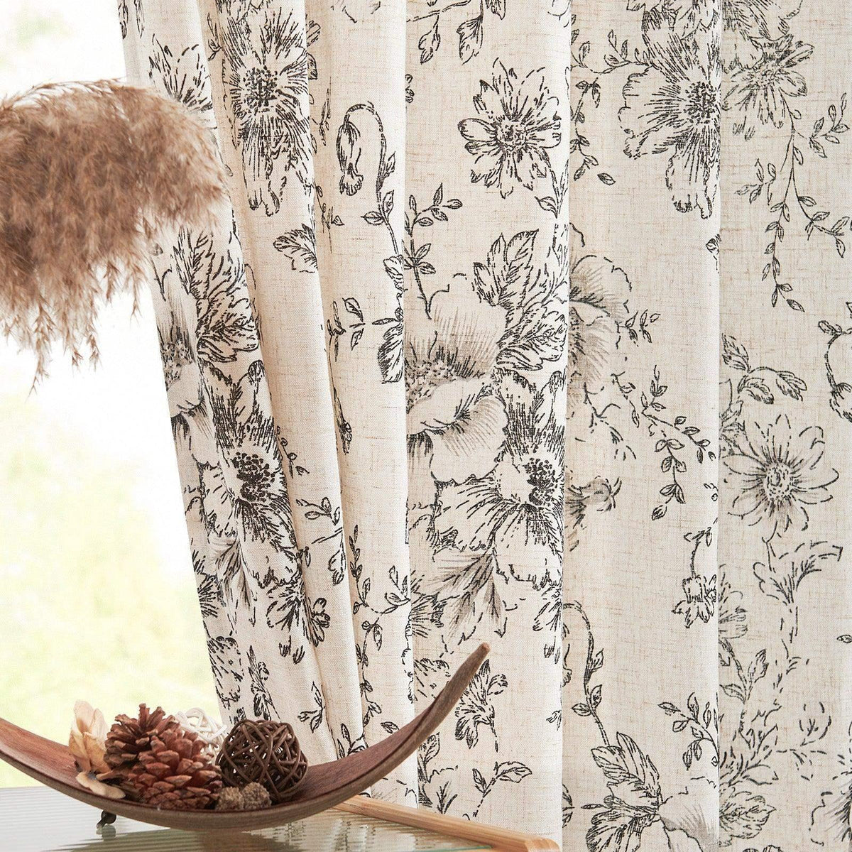 Window Curtain, Floral Lined Linen Blend Curtains (2 Panels), Machine-Washable Care for Windows, Room Styling and Everyday Privacy image 5