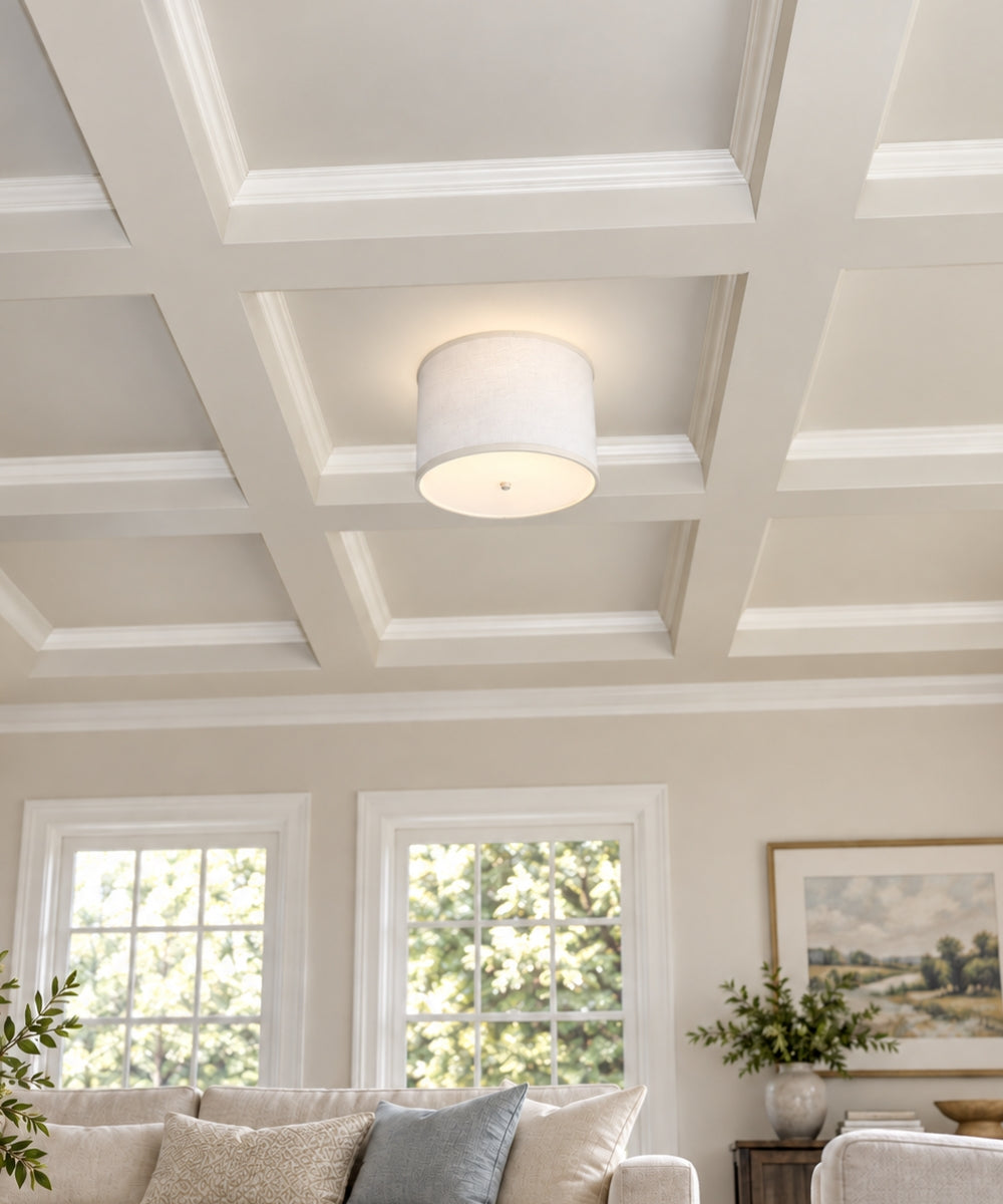 Ceiling Light Conversion Kit, 14"W White Fabric Drum for Existing Center-Post Dome Fixtures and Home Ceiling Lighting image 5