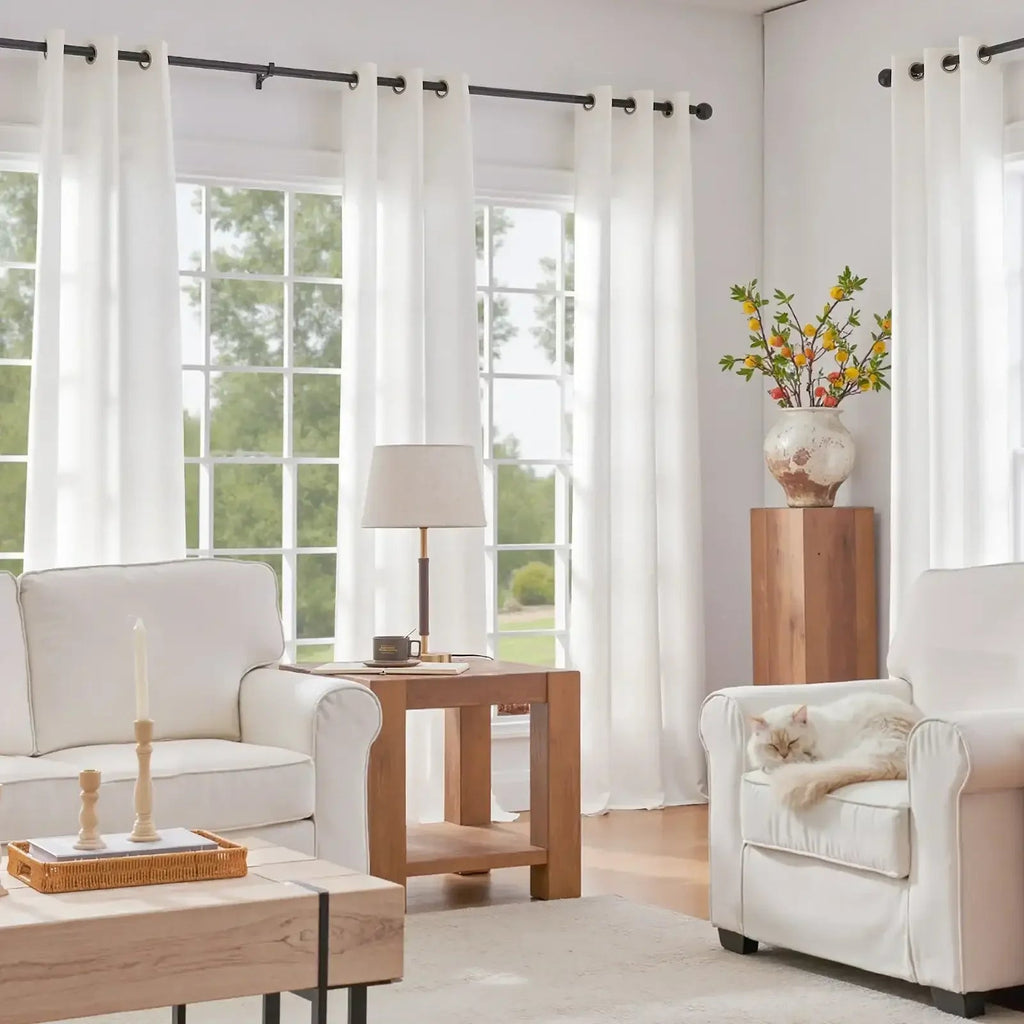 Window Curtain, Solid Linen Textured Grommet Curtains (2, Lightweight Design for Windows, Room Styling and Everyday Privacy image 5
