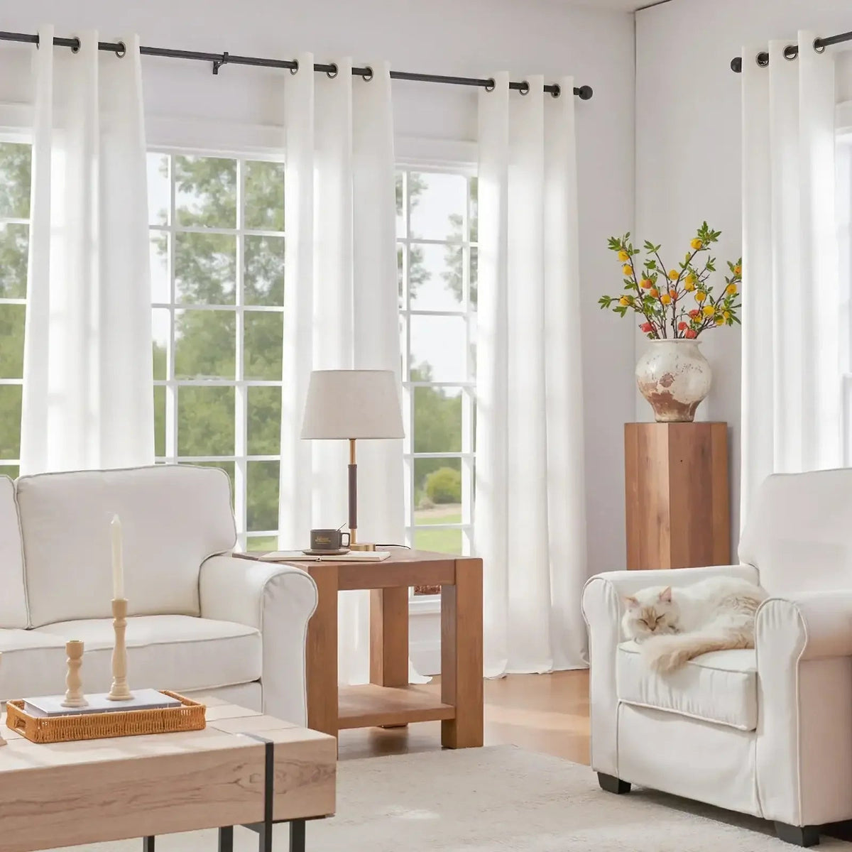 Window Curtain, Solid Linen Textured Grommet Curtains (2, Lightweight Design for Windows, Room Styling and Everyday Privacy image 5