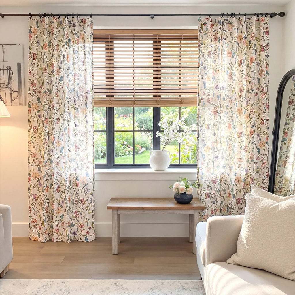 Window Curtain, Hattie Floral Linen Blend Curtains (2 Panels), Breathable Construction for Bedrooms, Living Rooms and Home Privacy image 5