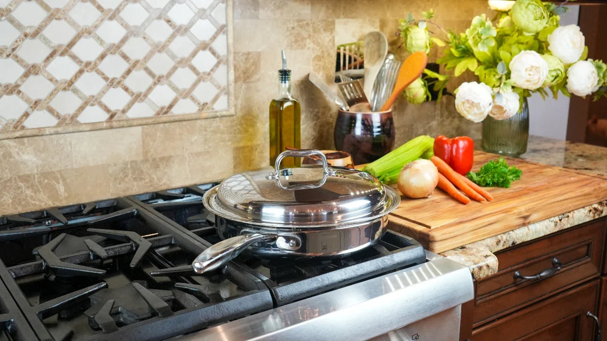 Stainless Steel Sauté Pan, 3.5 Quart with Cover, Stainless Steel Construction for Searing, Stir-Frying and Family Meal Prep image 5