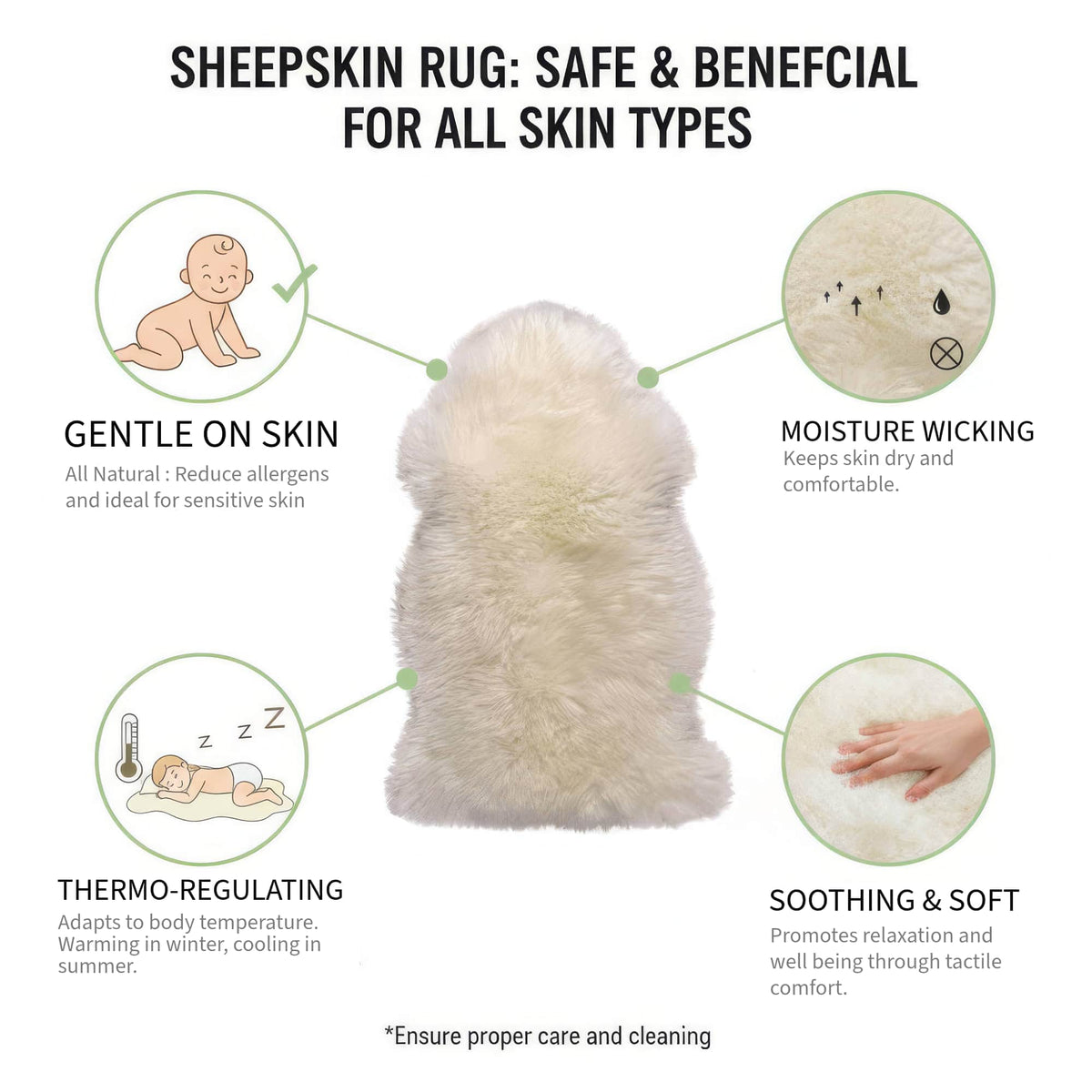 Area Rug, Genuine Sheepskin Fluffy Soft Pile Shaggy 100% for Hallways, Dining Spaces and Home Decor, 5 Size Options image 5