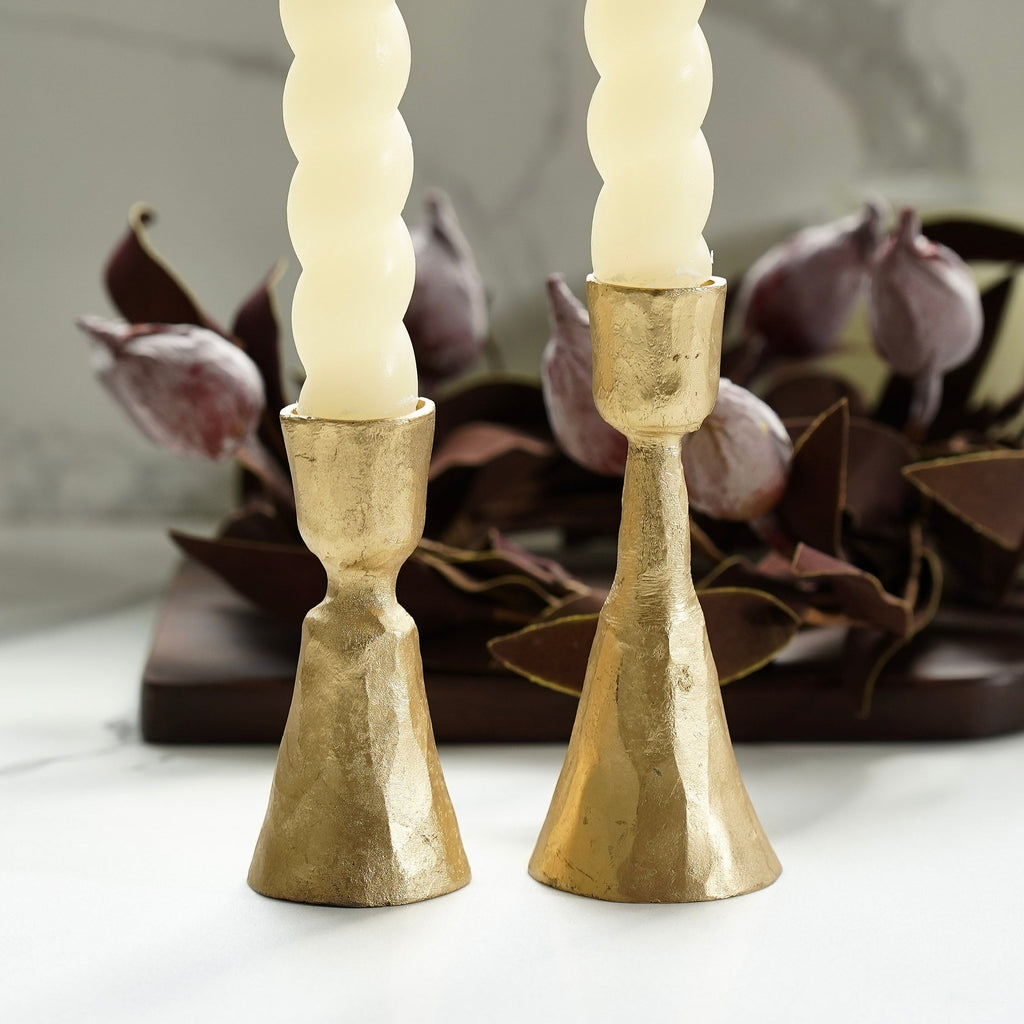 Decorative Candle, Gold Taper Holder Set of 2 for Entryways, Mantels and Everyday Home Ambience image 5