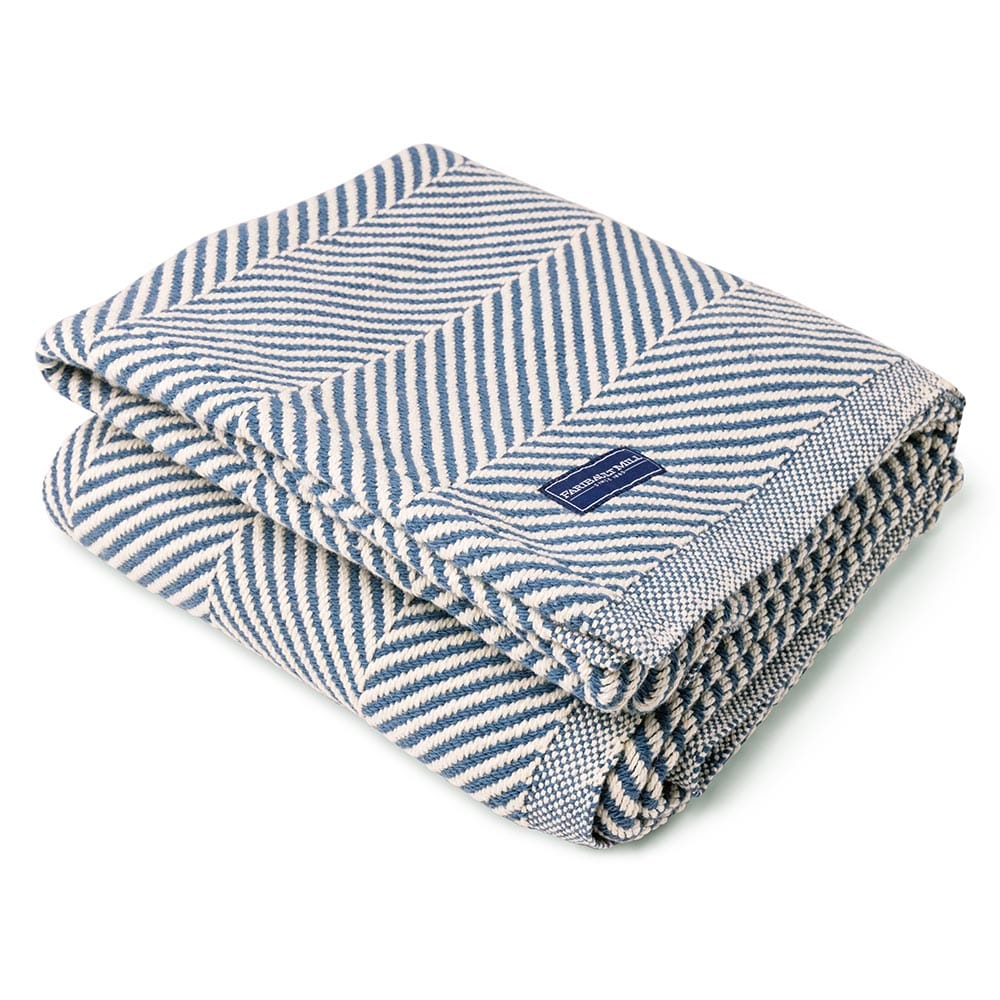 Cozy Throw Blanket, Monhegan Cotton Without Fringe Indigo, Machine-Washable Care for Sofas, Beds and Relaxing at Home, 8 Color Options image 5