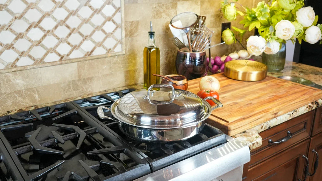 Stainless Steel Sauté Pan, 3.5 Quart with Cover and Short Handles for Stovetop Cooking, Sauces and Everyday Kitchen Use image 5