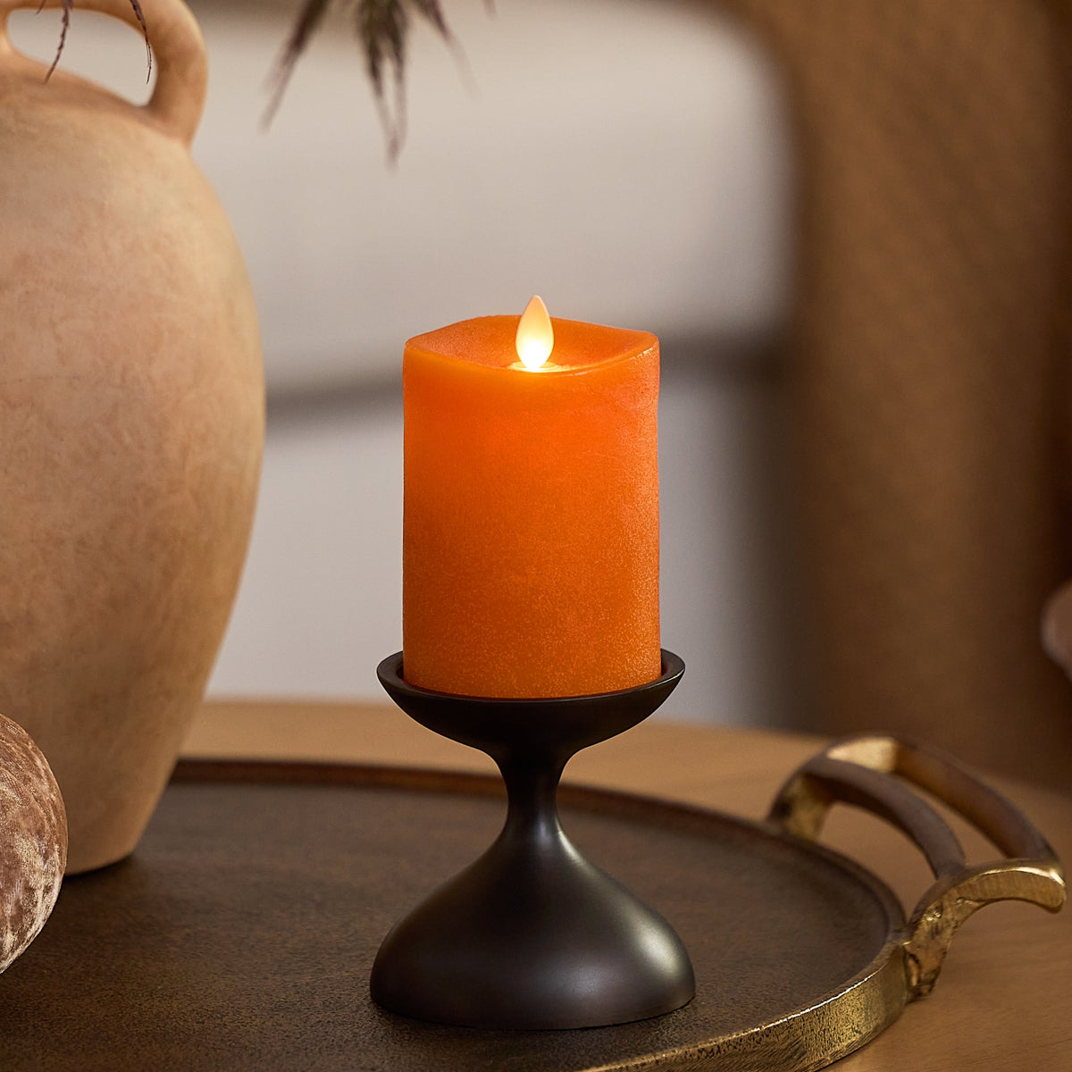 Flameless Candle, Chalky Burnt Orange Pillar for Bedrooms, Living Rooms and Everyday Candlelight Ambience, 2 Size Options image 5