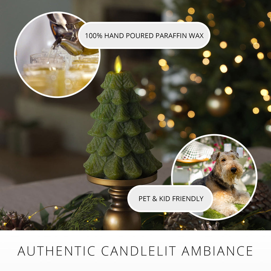 Flameless Candle, Chalky Green Tree for Bedrooms, Living Rooms and Everyday Candlelight Ambience, 2 Size Options image 5