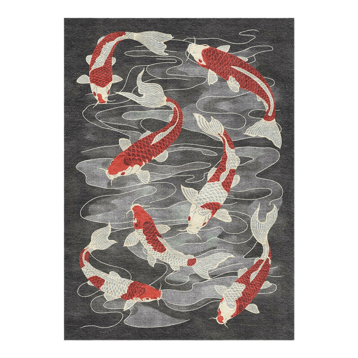 Area Rug, Koi Pond Charcoal for Living Rooms, Bedrooms and Entryways, 8 Size Options, Designed for Hallways, Dining Spaces and Home Decor image 5