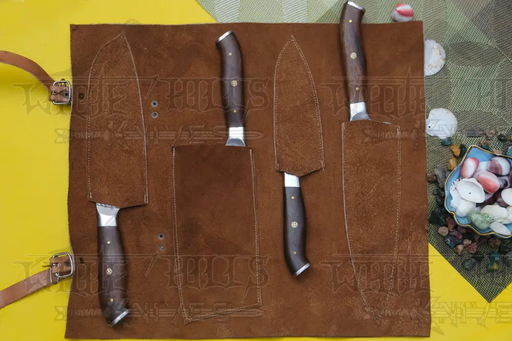 Chef Knife Set, 4 Piece Handmade 4 Piece Damascus Steel for Home Kitchens, Food Prep and Cooking image 5