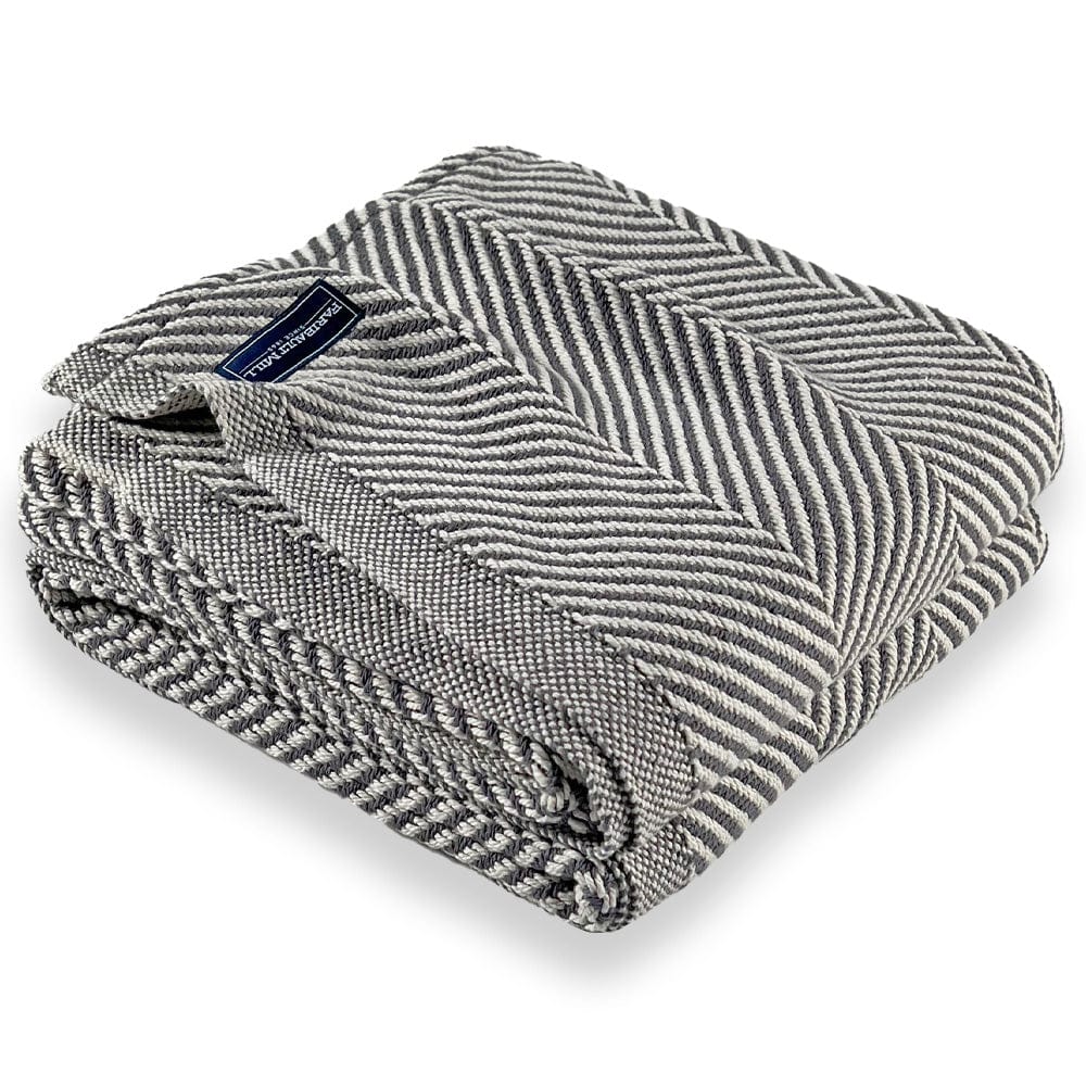 Cozy Throw Blanket, Monhegan Cotton Without Fringe Slate for Living Rooms, Bedrooms and Everyday Lounging image 5