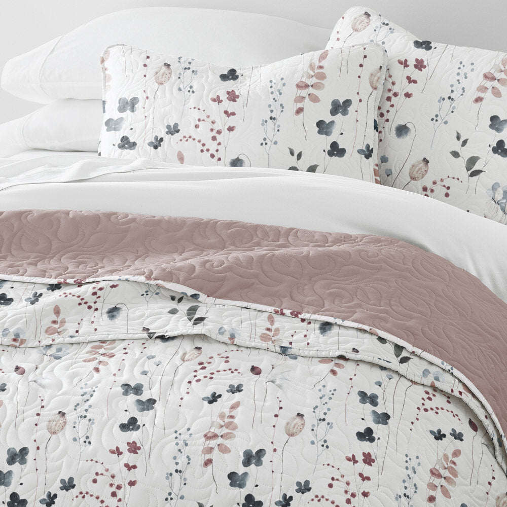 Quilted Coverlet Set, Poppy Bloom Reversible for Guest Bedrooms, Layered Beds and Everyday Bedding, 3 Size Options image 5