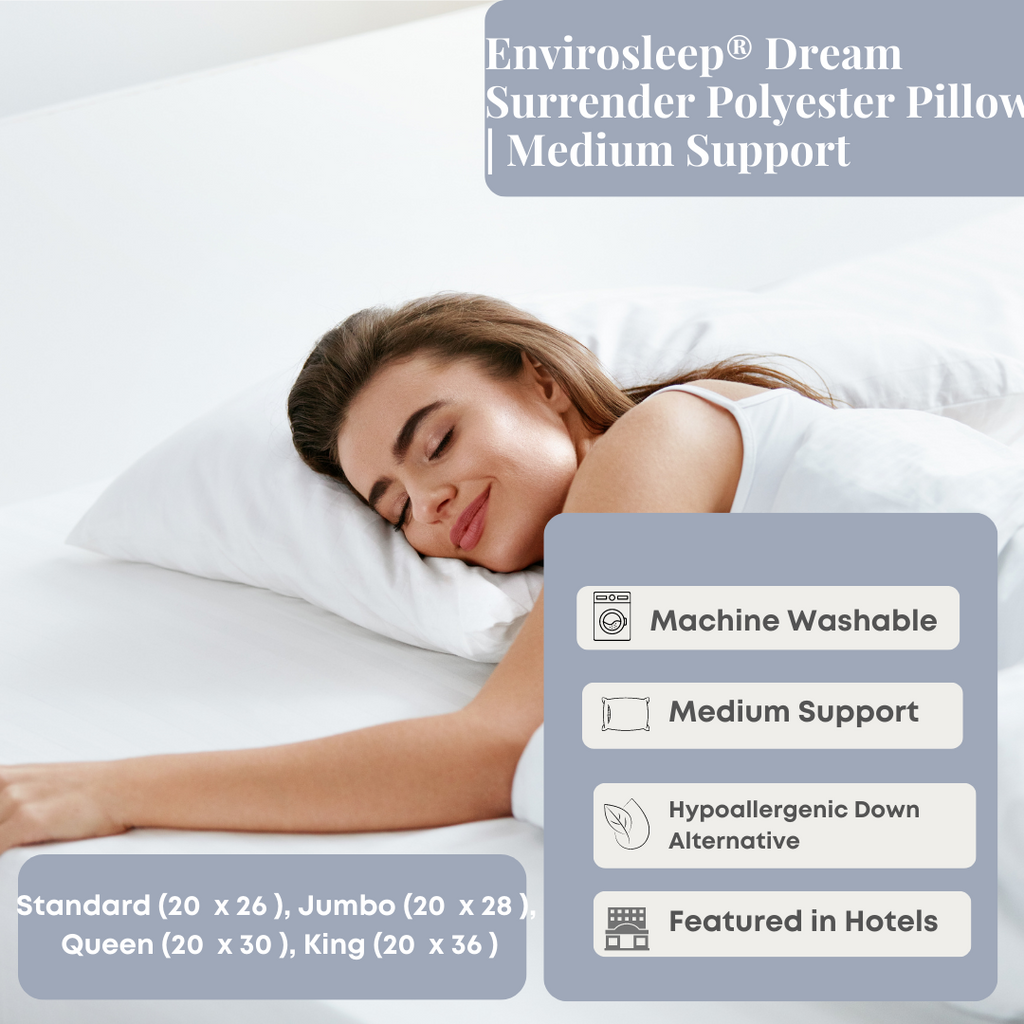 Bed Pillow, Envirosleep Dream Surrender Polyester Medium, Hypoallergenic Comfort for Everyday Sleep and Guest Room Bedding, 4 Size Options image 5