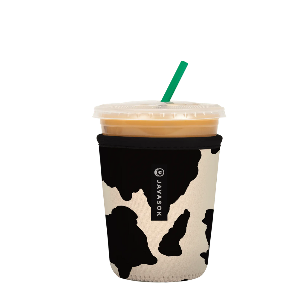 Reusable Cup Sleeve, Cow Print, Neoprene Construction for Iced Coffee, Cold Drinks and Condensation Control, 5 Size Options image 5