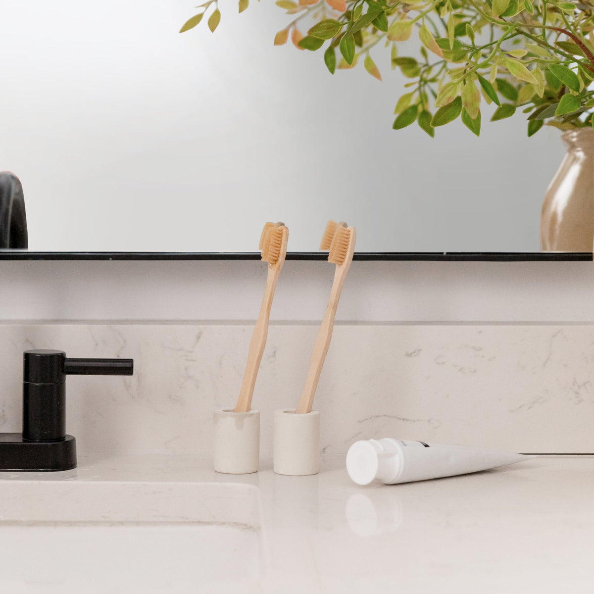 Bathroom Accessory, Small Toothbrush Holder for Vanity Organization and Everyday Bathroom Use, 2 Color Options image 5