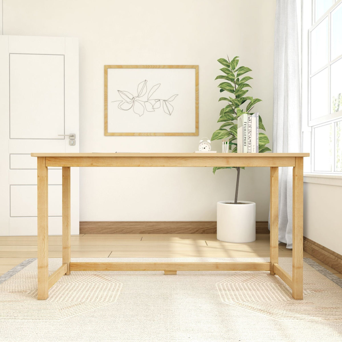 Computer Desk, Writing 55", Solid Wood Construction for Home Offices, Computer Work and Study Spaces, 4 Color Options image 5