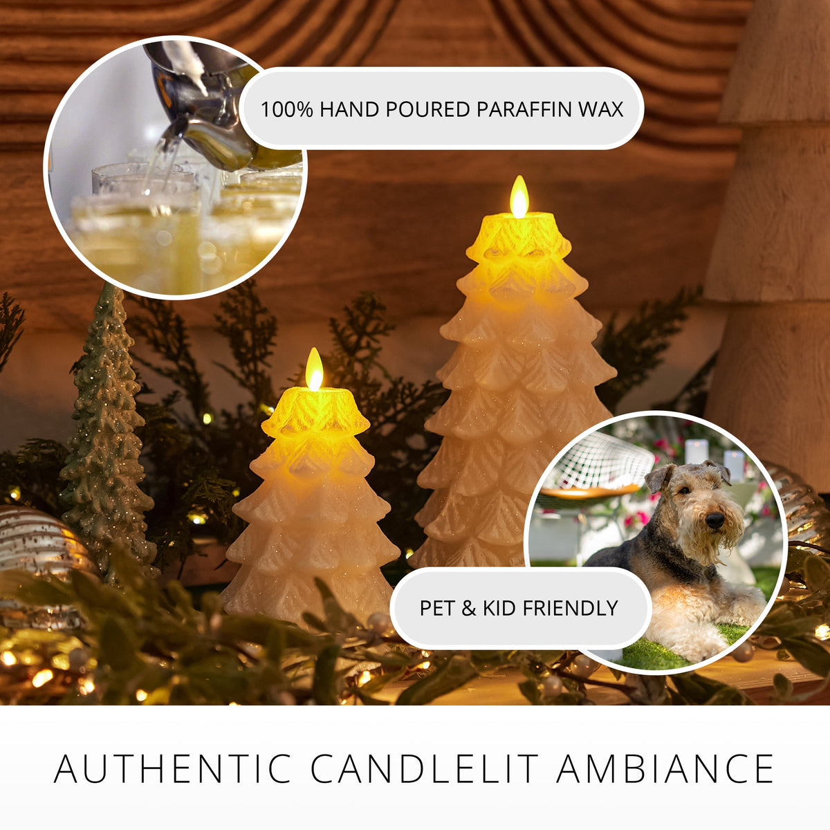 Flameless Candle, White Swan Tree for Mantels, Entryways and Holiday Displays, 2 Size Options image 5