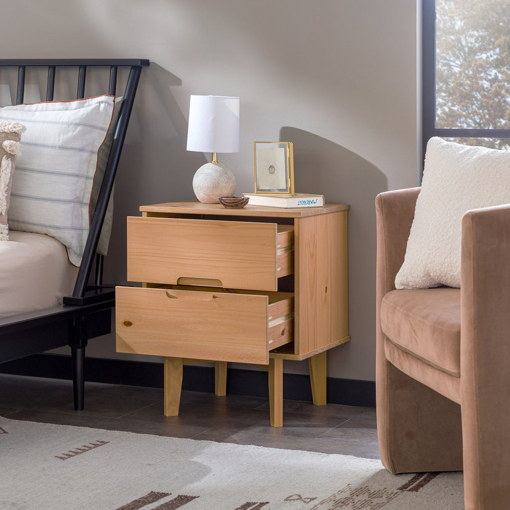 Nightstand, Sloane Mid Century Modern Solid Wood, Lightweight Design for Bedside Storage, Bedroom Organization and Guest Rooms image 5