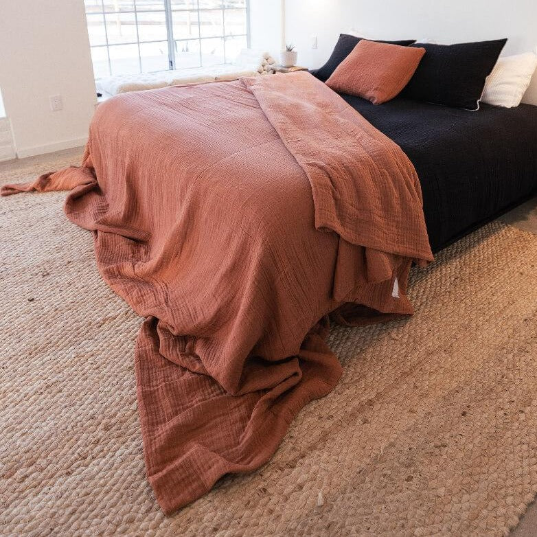 Cozy Throw Blanket, Ultra Lightweight 6 Layer for Sofas, Beds and Relaxing at Home, 4 Sizes and 10 Colors image 5