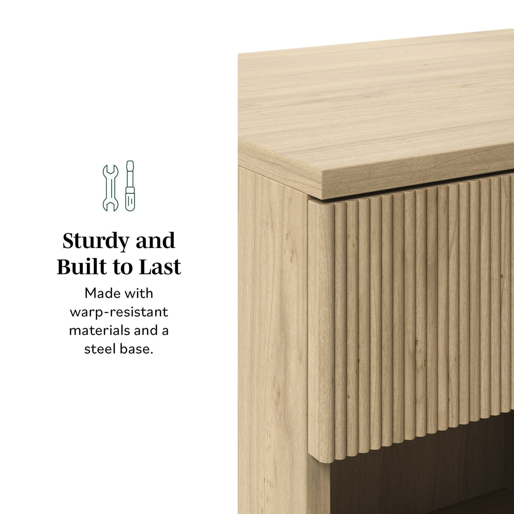 Nightstand, Paris Modern Scandinavian Reeded for Bedside Storage, Bedroom Organization and Guest Rooms, 2 Sizes and 3 Colors image 5