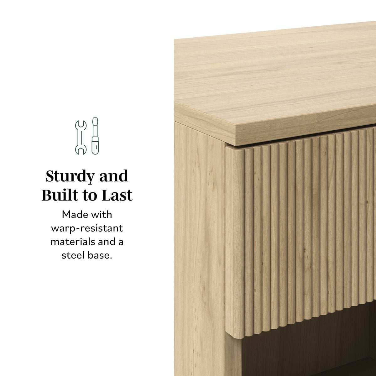 Nightstand, Paris Modern Scandinavian Reeded for Bedside Storage, Bedroom Organization and Guest Rooms, 2 Sizes and 3 Colors image 5
