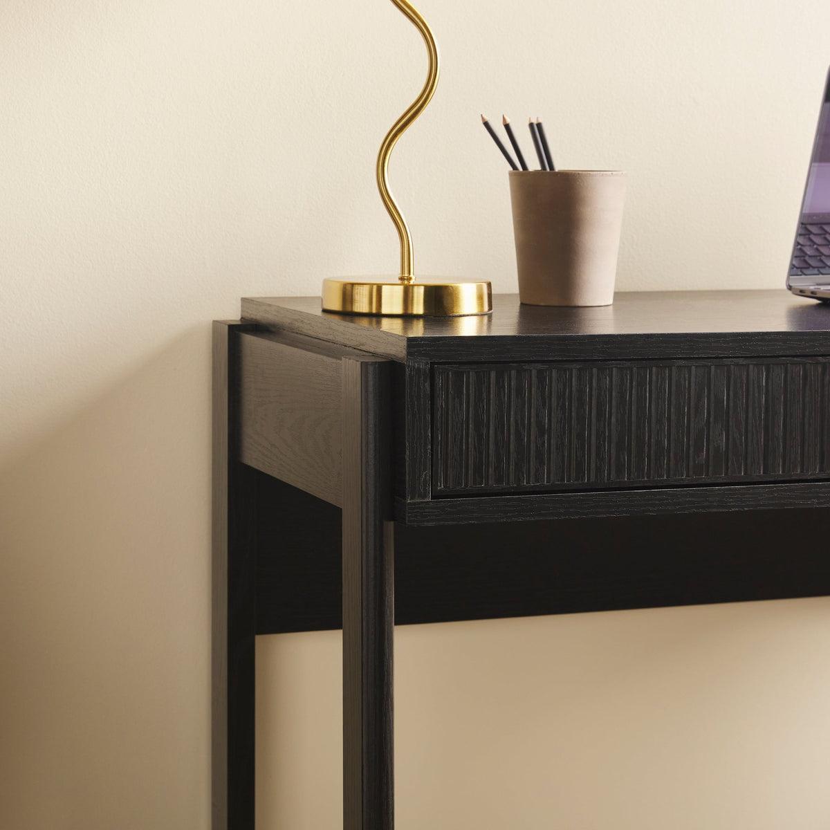 Computer Desk, Holmes Modern Scandinavian Reeded Writing for Home Offices, Computer Work and Study Spaces, 2 Color Options image 5