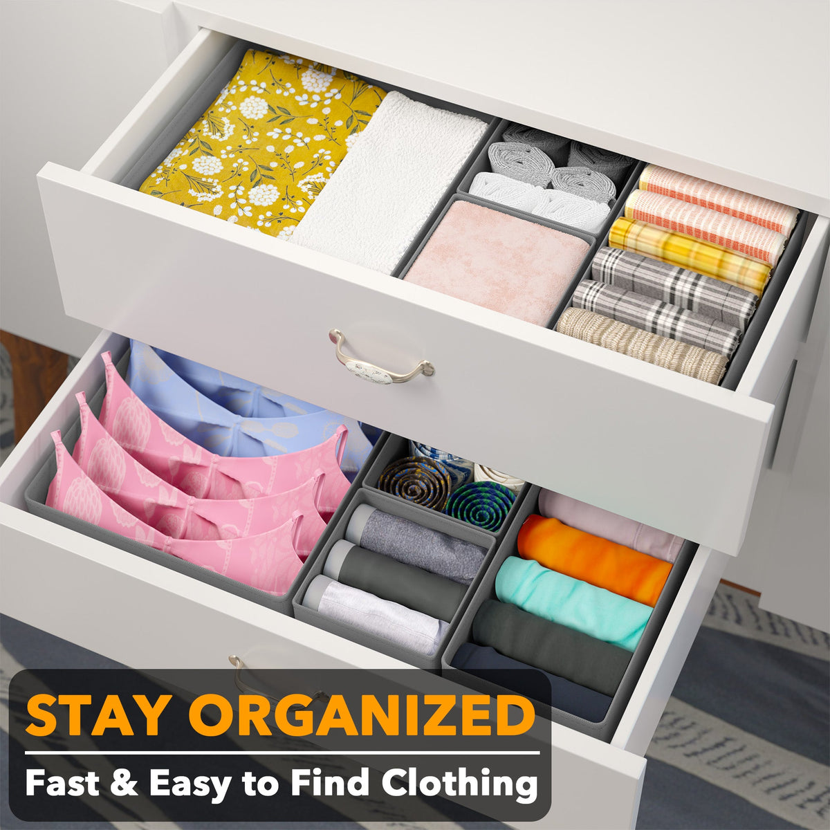 Home Storage Organizer, 12 Pack Drawer Organizers for Clothes, Breathable Construction for Closets, Shelves and Everyday Organization image 5