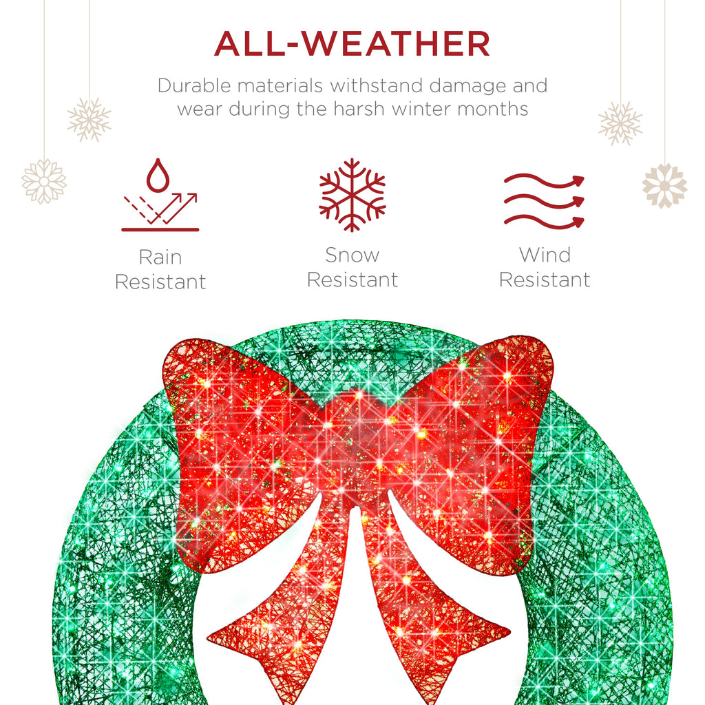Seasonal Home Decor, Pre Lit Outdoor Christmas Wreath, LED Metal for Mantels, Tables and Seasonal Decorating, 5 Color Options image 5