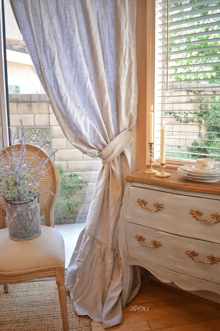 Window Curtain, Ruffled Linen Panel Natural Flax Cotton Lined for Windows, Room Styling and Everyday Privacy, 9 Size Options image 5