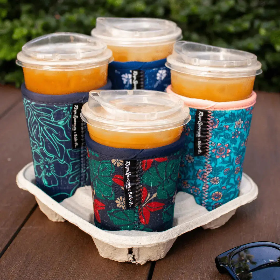 Reusable Cup Sleeve, Wild Flowers, Neoprene Construction for Iced Coffee, Cold Drinks and Condensation Control image 5