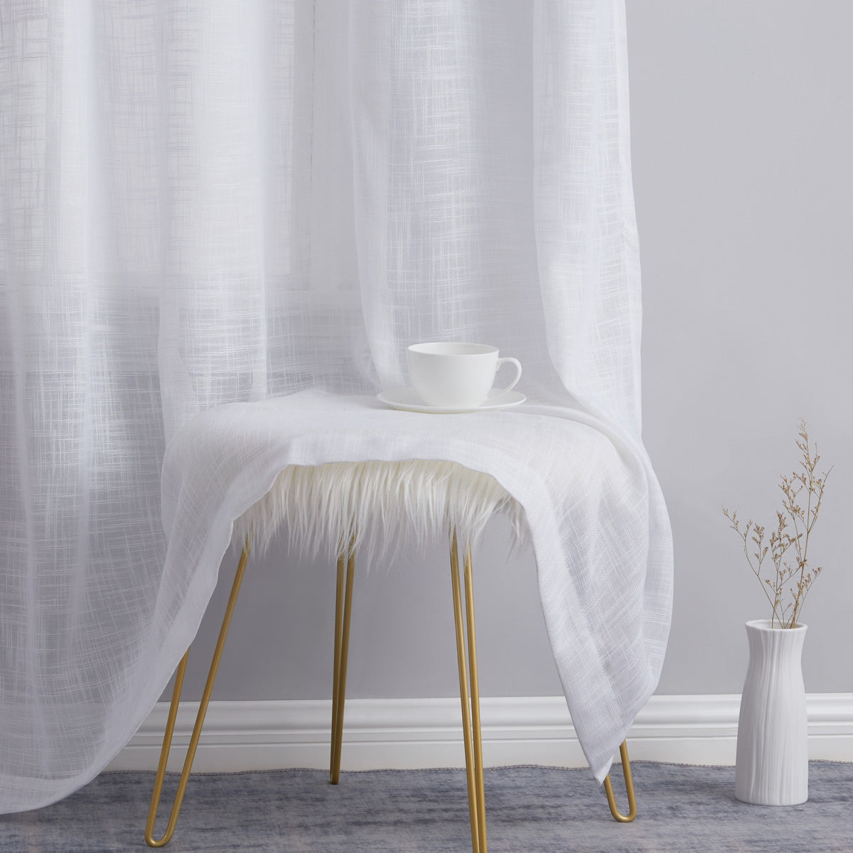 Window Curtain, Madison Faux Linen Sheer Grommet Panels for Bedrooms, Living Rooms and Home Privacy, 8 Sizes and 10 Colors image 5