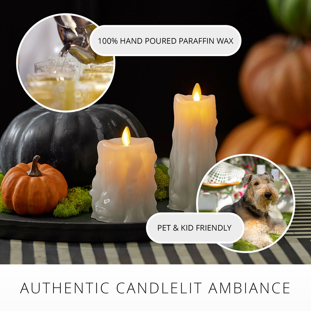 Flameless Candle, White Heavy Wax Drip Slim Pillar for Mantels, Entryways and Holiday Displays, 2 Size Options image 5
