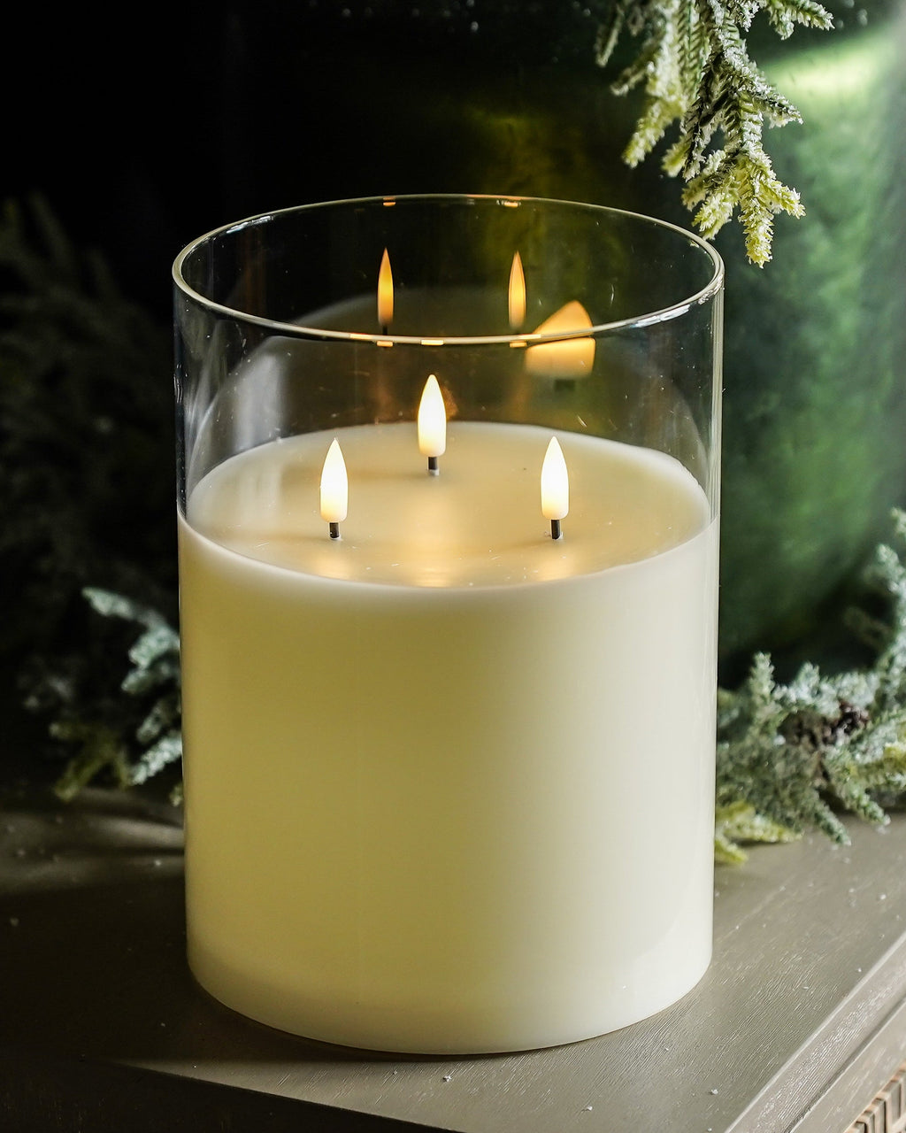 Decorative Candle, Flameless Triple Wick Glass for Entryways, Mantels and Everyday Home Ambience image 5