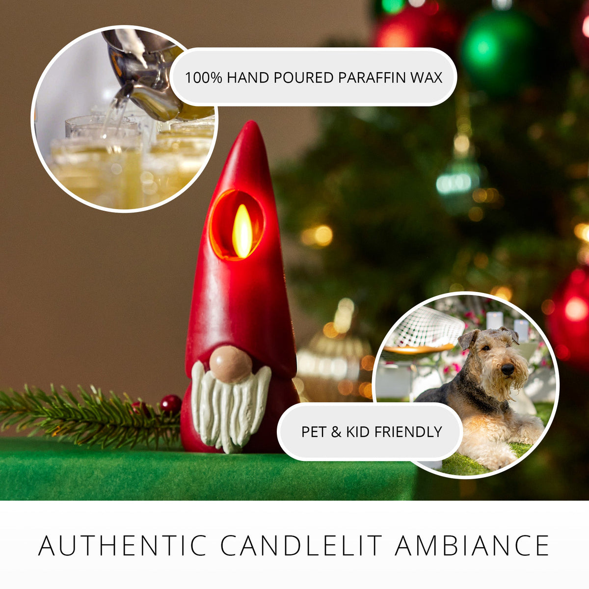 Flameless Candle, Red Gnome for Bedrooms, Living Rooms and Everyday Candlelight Ambience, 2 Size Options image 5