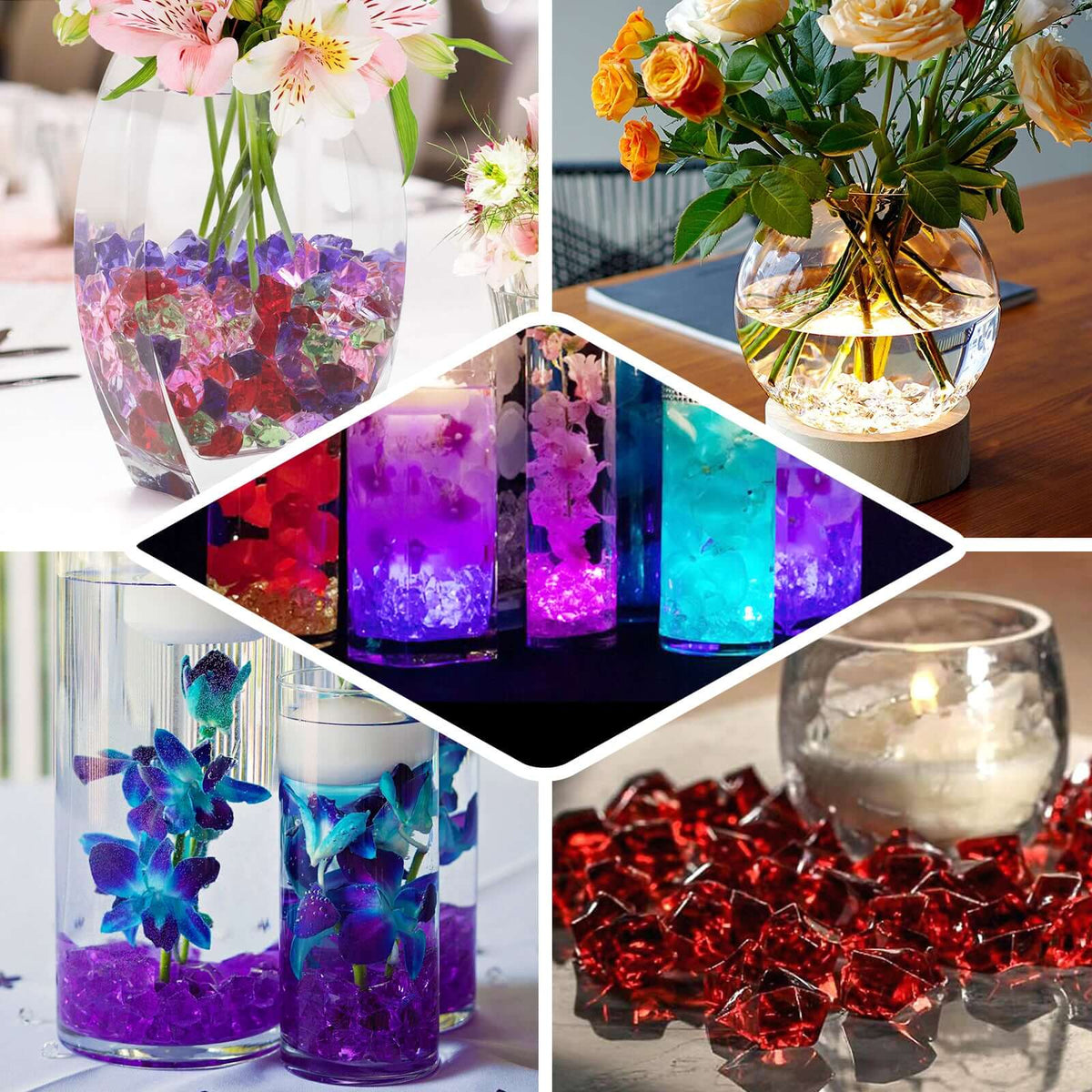 Decorative Vase, 300 Pcs Clear Acrylic Ice Bead Fillers Large for Flowers, Shelves and Living Spaces image 5