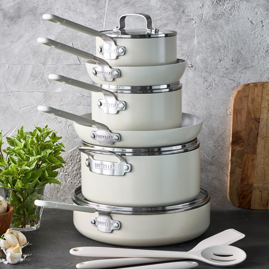 Kitchen Cookware, 13 Piece Set Cream, Dishwasher-Safe Care for Everyday Meals and Home Cooking image 5