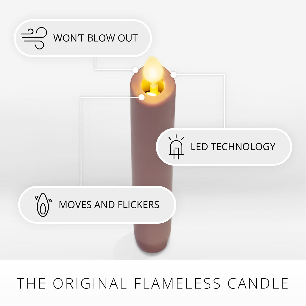Flameless Candle, Rose Tan Tapers Set of 2 for Mantels, Entryways and Holiday Displays, Designed for Everyday Home Use image 5