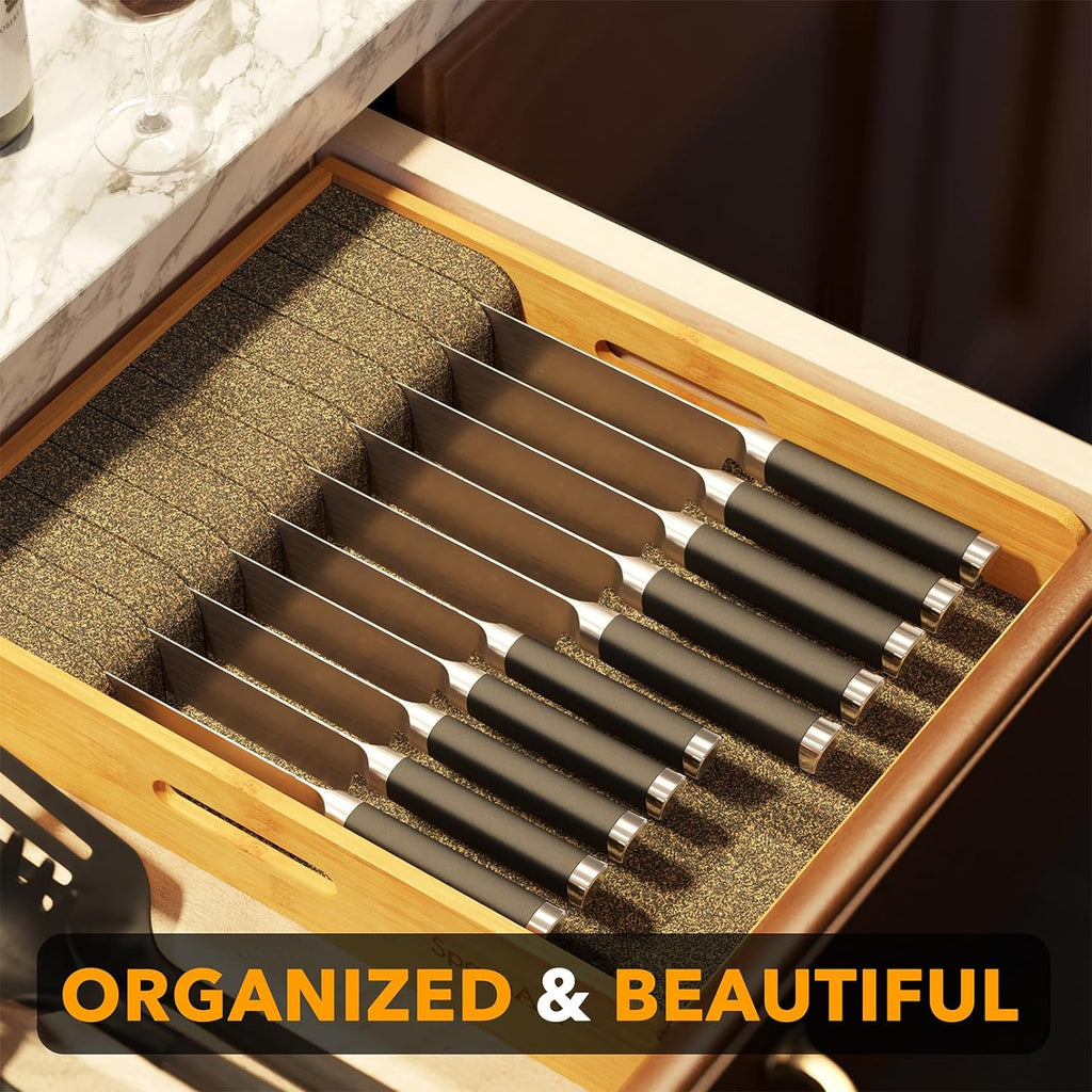 Home Storage Organizer, Large Bamboo In Drawer Knife 12"W for Bedrooms, Laundry Rooms and Living Spaces image 5