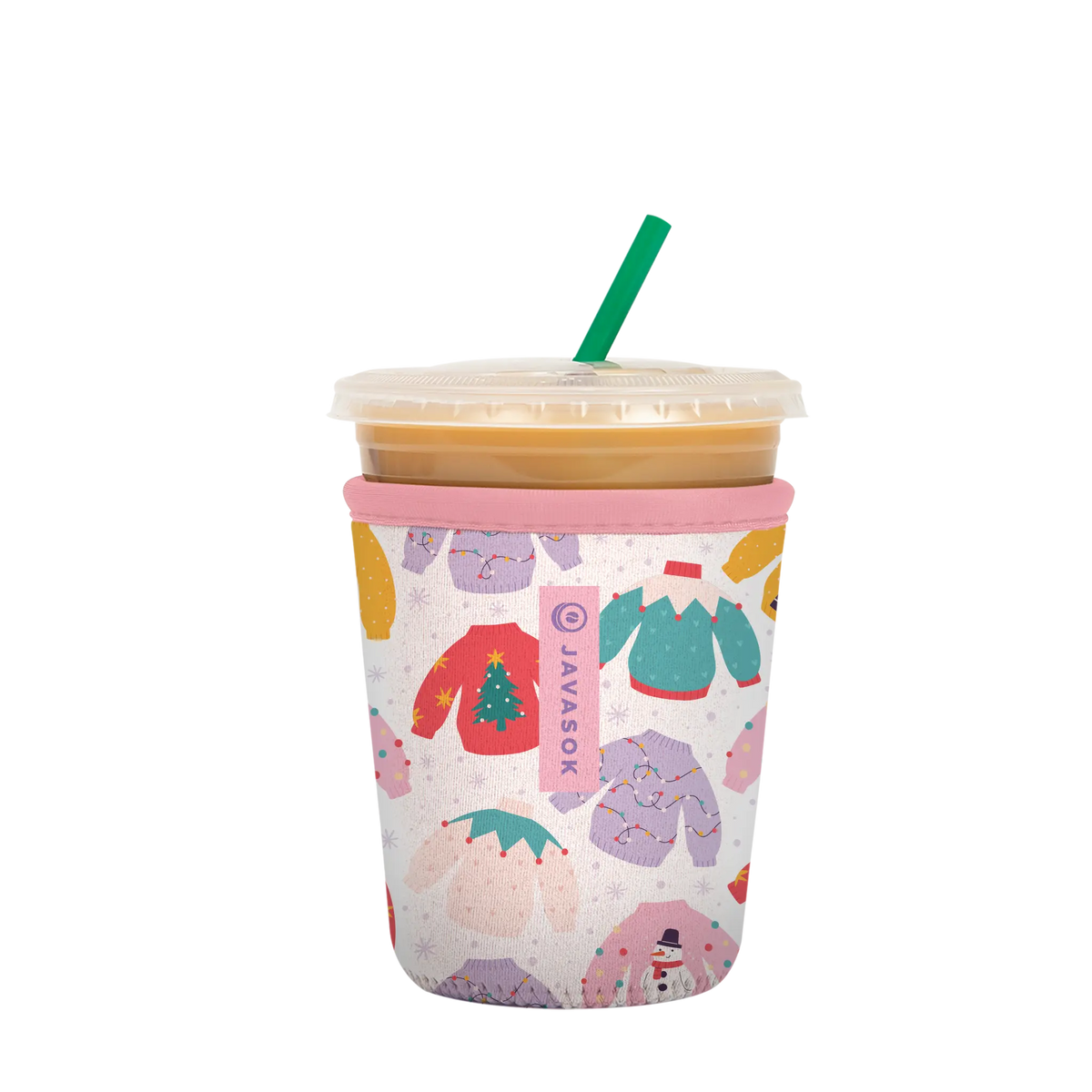 Reusable Cup Sleeve, Cozy Knits, Neoprene Construction for Iced Coffee, Cold Drinks and Condensation Control, 2 Size Options image 5