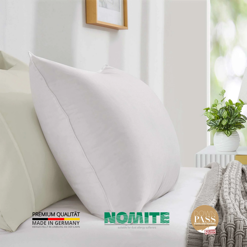 Bed Pillow, Made in Germany European Down, Lightweight Design, Breathable Construction for Sleeping, Reading and Bedroom Comfort image 5