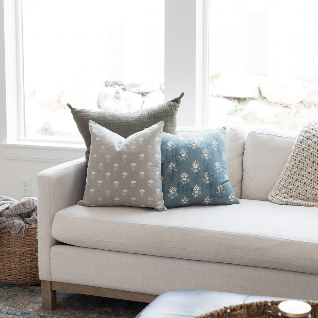 Decorative Pillow Cover Set, Fleur Gray Floral 18" 22" 24", Machine-Washable Care for Bedroom Styling and Living Room Decor, 3 Size Options image 5